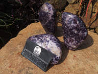 Polished Lepidolite Standing Free Forms x 3 From Zimbabwe - TopRock