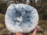 Natural Blue Celestite Geode Specimen With Cubic Crystals (Hole Drilled In Back For Light) x 1 From Sakoany, Madagascar - TopRock