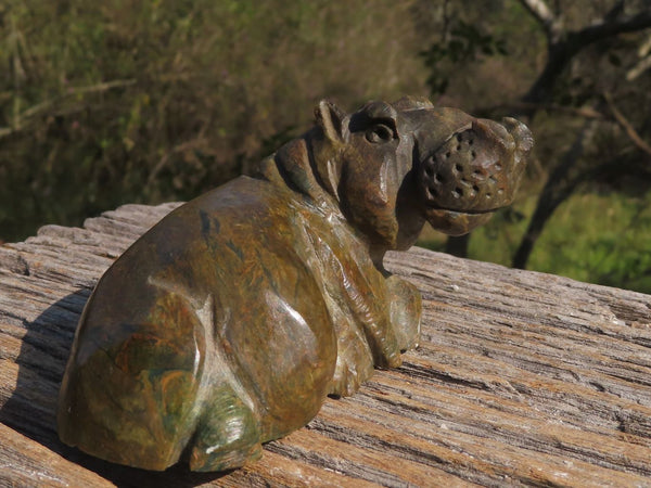 Polished Hand Carved Verdite Hippos x 3 From Zimbabwe - TopRock