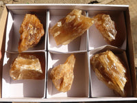 Natural Honey Aragonite Etched & Cobbed Pieces  x 6 From Namibia