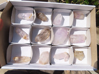 Natural Clear Amethyst & Smokey Brandberg Quartz Crystals x 12 From Brandberg, Namibia