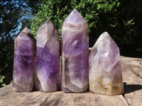 Polished Gemmy Smokey Amethyst Points  x 4 From Madagascar - TopRock