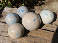 Polished Blue Spotted Spinel Quartz Spheres x 5 From Madagascar