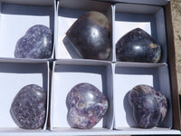 Polished Purple Lepidolite Hearts  x 6 From Madagascar - TopRock