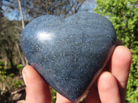 Polished Blue Lazulite Hearts  x 6 From Madagascar