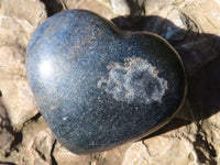 Polished Blue Lazulite Hearts  x 6 From Madagascar