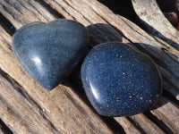 Polished Blue Lazulite Hearts  x 6 From Madagascar