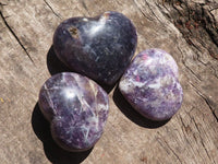 Polished Purple Lepidolite Hearts  x 6 From Madagascar - TopRock