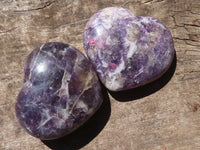 Polished Purple Lepidolite Hearts  x 6 From Madagascar - TopRock