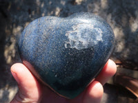 Polished Blue Lazulite Hearts  x 6 From Madagascar