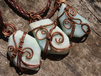 Polished Mixed Copper Wire Wrapped Jewellery Pendants x 6 From Congo - TopRock