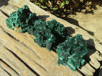 Natural Chatoyant Silky Malachite Specimens  x 3 From Kasompe, Congo