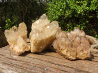 Natural Cascading Clear & White Phantom Smokey Quartz Specimens  x 3 From Luena, Congo - Toprock Gemstones and Minerals 