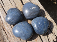 Polished Blue Lazulite Hearts  x 4 From Madagascar