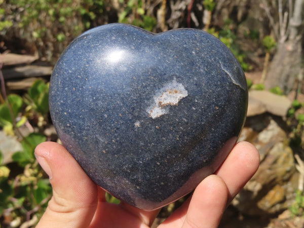 Polished Blue Lazulite Hearts  x 4 From Madagascar