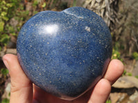 Polished Blue Lazulite Hearts  x 4 From Madagascar