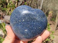 Polished Blue Lazulite Hearts  x 4 From Madagascar