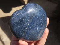 Polished Blue Lazulite Hearts  x 4 From Madagascar