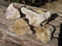 Natural Golden Limonite Quartz Clusters x 4 From Zambia