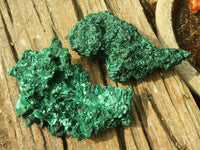 Natural Chatoyant Silky Malachite Specimens  x 2 From Congo - Toprock Gemstones and Minerals 