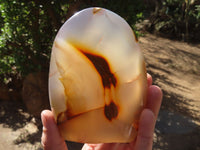 Polished Banded Agate Standing Free Forms  x 3 From West Coast, Madagascar