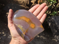 Polished Banded Agate Standing Free Forms  x 3 From West Coast, Madagascar