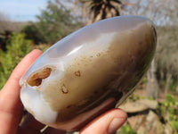 Polished Banded Agate Standing Free Forms  x 3 From West Coast, Madagascar