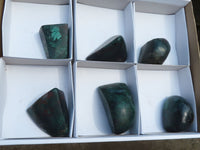 Polished Conglomerate Malachite & Cuprite Free Forms  x 6 From Namibia - Toprock Gemstones and Minerals 