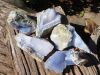 Natural Blue Lace Agate Geode Specimens  x 5 From Nsanje, Malawi