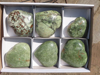 Polished Green Chrysoprase Hearts  x 6 From Ambatondrazaka, Madagascar - TopRock