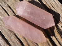 Polished Double Terminated Gemmy Rose Quartz Points x 3 From Madagascar