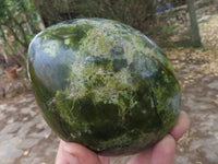 Polished Dark Green Brecciated Opal Standing Free Forms  x 2 From Antsirabe, Madagascar - TopRock