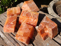 Natural New Sunset Orange Calcite Specimens  x 6 From Spitzkop, Namibia