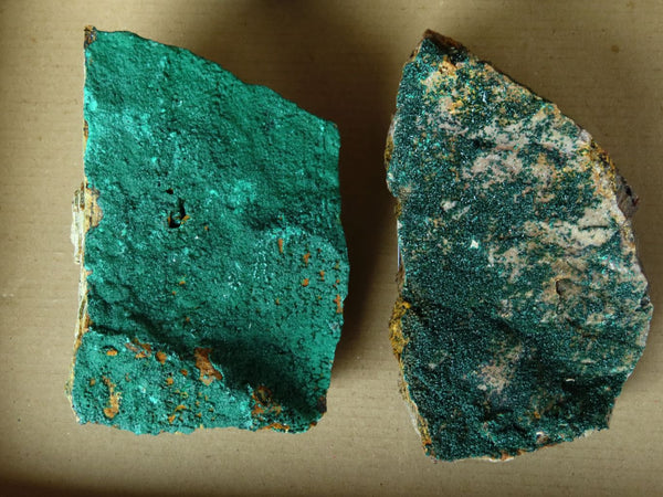 Natural Drusi Coated Crystalline Malachite Specimens x 2 From Tenke Fungurume, Congo - TopRock