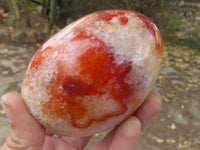 Polished Contrasting Orange Carnelian and White Agate Standing Free Forms  x 4 From Madagascar - TopRock