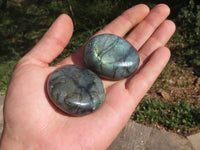 Polished Flashy Blue & Gold Labradorite Gallets  x 12 From Tulear, Madagascar - TopRock