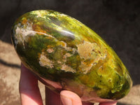 Polished Green Opal Standing Free Forms  x 2 From Madagascar - Toprock Gemstones and Minerals 