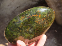 Polished Green Opal Standing Free Forms  x 2 From Madagascar - Toprock Gemstones and Minerals 