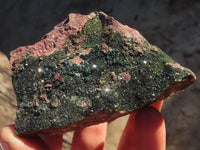 Natural Rare Libethenite Crystals With Drusy Dolomite On Banded Ironstone Matrix x 4 From Congo