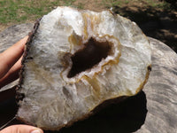 Polished Large Crystal Centred Agate Geode With Carnelian Colouration x 1 From Zululand, South Africa - TopRock