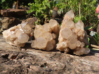 Natural Cascading White Phantom Smokey Quartz Clusters  x 3 From Luena, Congo - Toprock Gemstones and Minerals 