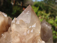 Natural Cascading White Phantom Smokey Quartz Clusters  x 3 From Luena, Congo - Toprock Gemstones and Minerals 