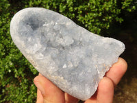 Polished Blue Celestite Standing Free Forms  x 2 From Sakoany, Madagascar - Toprock Gemstones and Minerals 