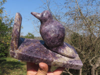 Polished Pair Of Purple Lepidolite Bird Book End Carvings  x 2 From Zimbabwe - TopRock