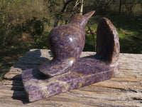 Polished Pair Of Purple Lepidolite Bird Book End Carvings  x 2 From Zimbabwe - TopRock