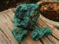 Natural Chatoyant Silky Malachite Specimens  x 3 From Kasompe, Congo - Toprock Gemstones and Minerals 