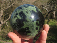 Polished Green & Black Leopard Stone / Serpentine Spheres  x 2 From Zimbabwe - TopRock