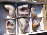 Polished Amethyst Agate Geodes x 6 From Madagascar