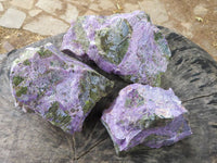 Natural Silky Purple Stichtite With Green Serpentine Specimens  x 3 From Barberton, South Africa - TopRock