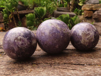 Polished Purple Lepidolite Spheres With Rubellite On Some  x 6 From Madagascar - Toprock Gemstones and Minerals 